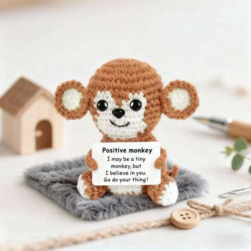 Gifts for Him Her Boyfriend Girlfriend Handmade Positive Crochet Cute Monkey Emotional Birthday Christmas Desktop Decorations