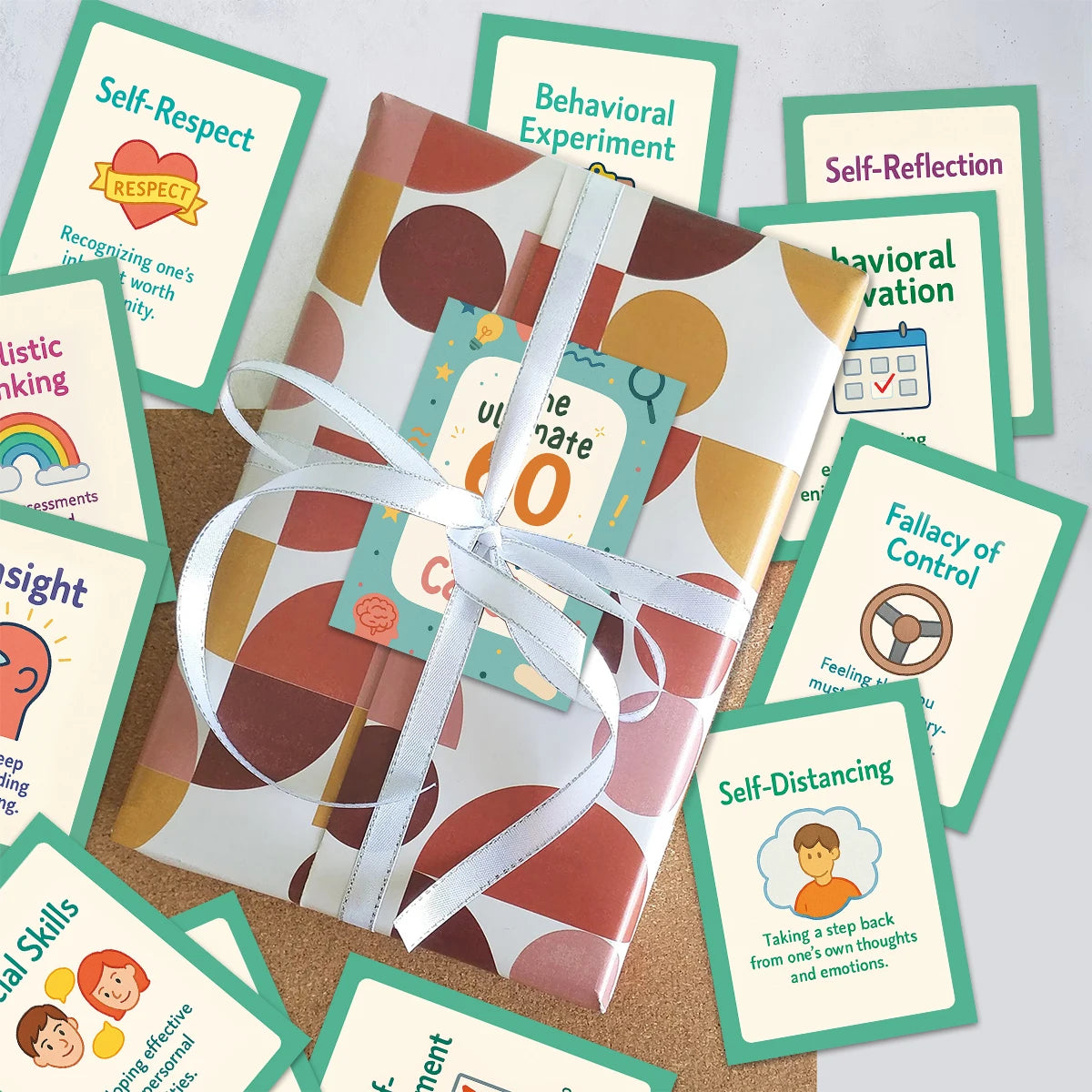 60pcs Cognitive Behavioral Therapy Cards,Cartoon Illustration,Mindfulness Practice,Emotion Regulation Tool For Therapists,Coache