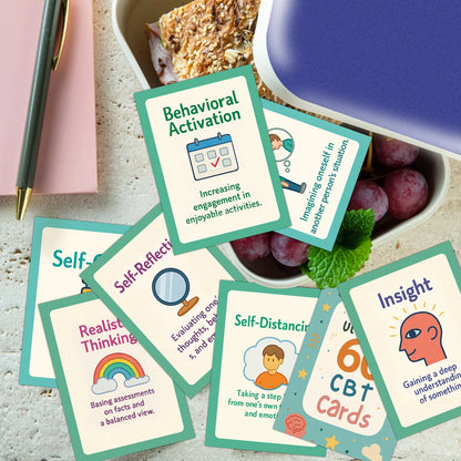 60pcs Cognitive Behavioral Therapy Cards,Cartoon Illustration,Mindfulness Practice,Emotion Regulation Tool For Therapists,Coache