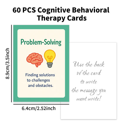 60pcs Cognitive Behavioral Therapy Cards,Cartoon Illustration,Mindfulness Practice,Emotion Regulation Tool For Therapists,Coache