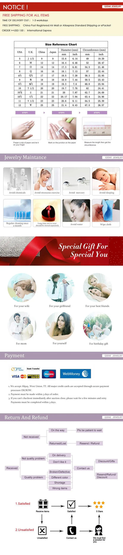 Valentine's Day Best Gifts For Women Genuine 925 Sterling Silver Color Classic Finger Ring for Women Wedding Jewelry