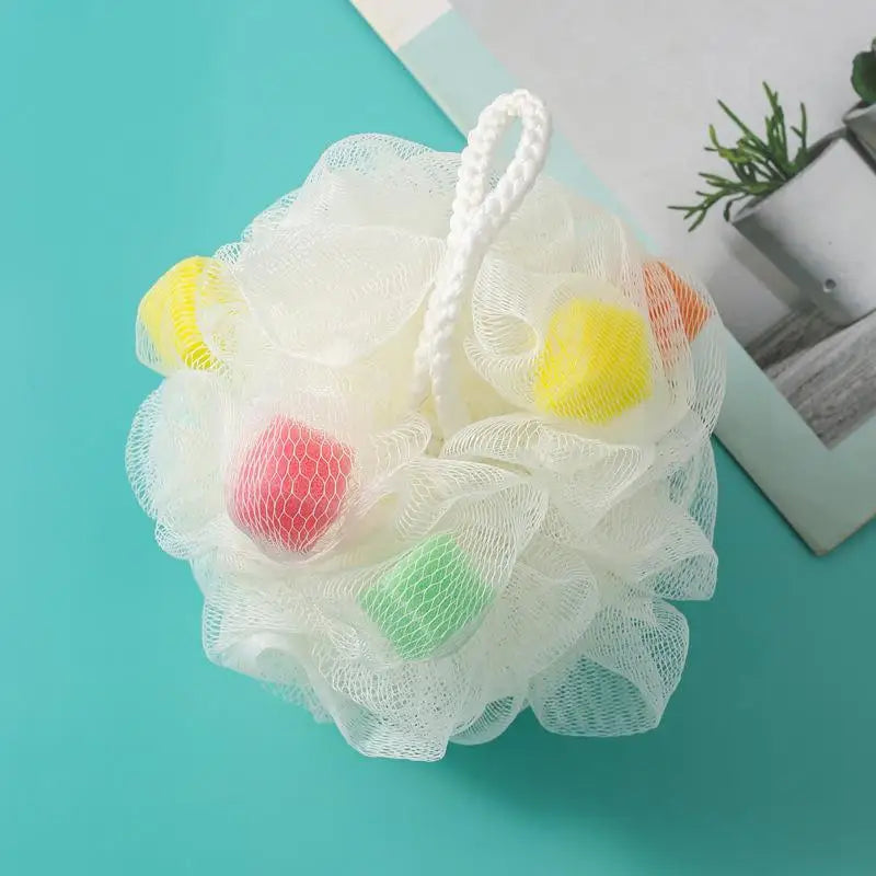 Bath Ball with Bath Flower 1Pcs Large Color Blocking PE Scrubbing Bubble Net for Gentle Body Cleaning
