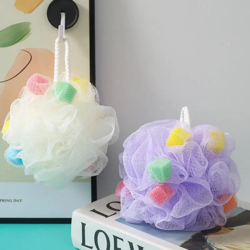 Bath Ball with Bath Flower 1Pcs Large Color Blocking PE Scrubbing Bubble Net for Gentle Body Cleaning