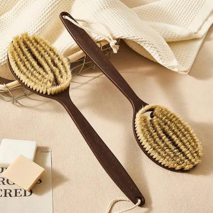 Bath Shower Brush Bathing Brush Dry Skin Body Soft Natural Bristle Massager Care Tool Soft Natural Bristle PE Handle
