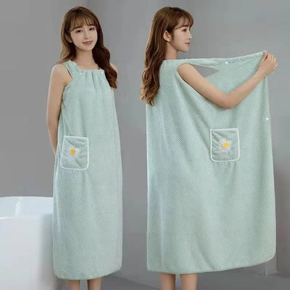 Bath Towel Household Women Wearable Wrap Adults Absorb Water Polyester Dry Hair Skirt Long Style Bathroom Washable Bathrobe