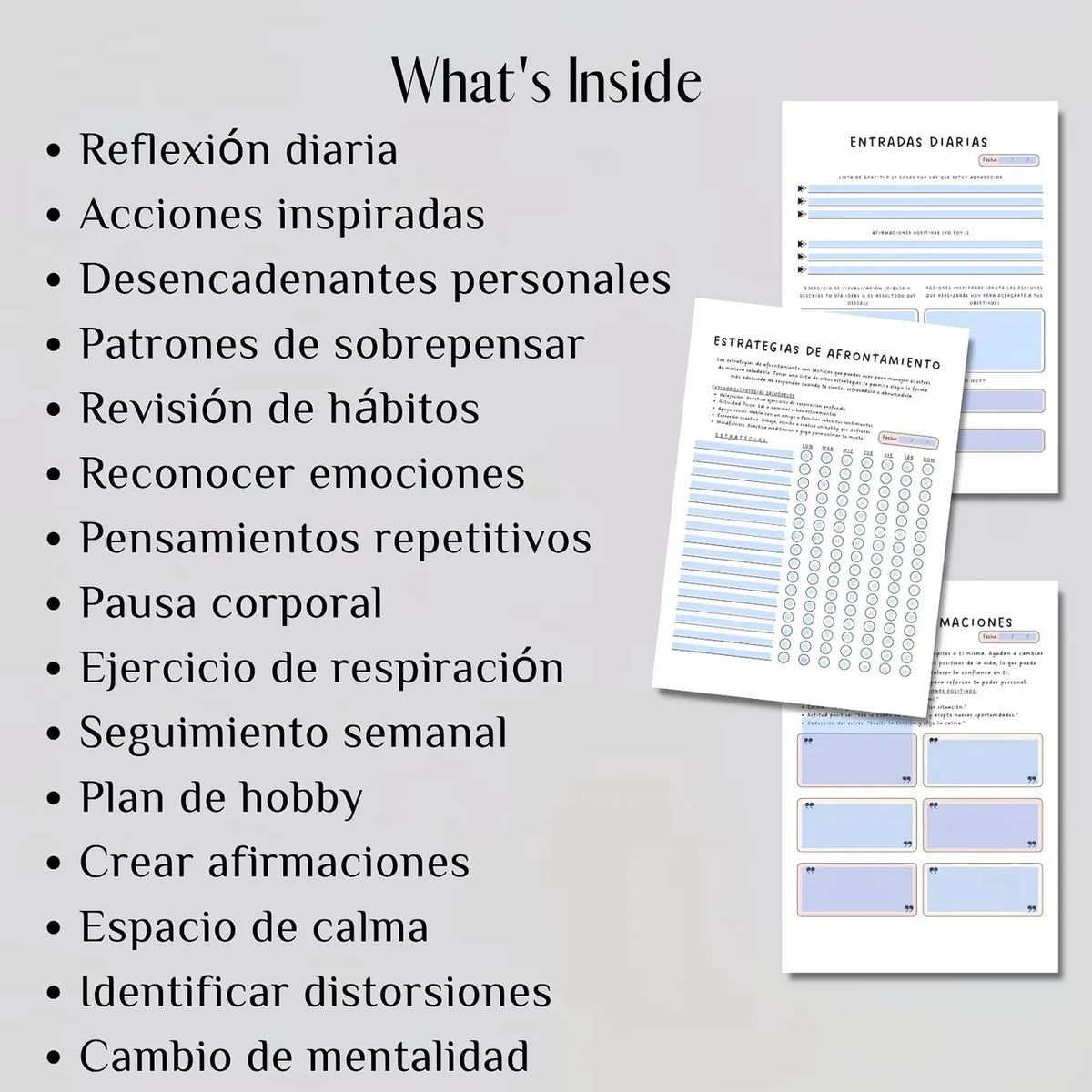 ORDENA TU MENTE Guided Reflection Journal Spanish Mental Health Workbook Stress Relief Mindfulness Exercises Self Help Book