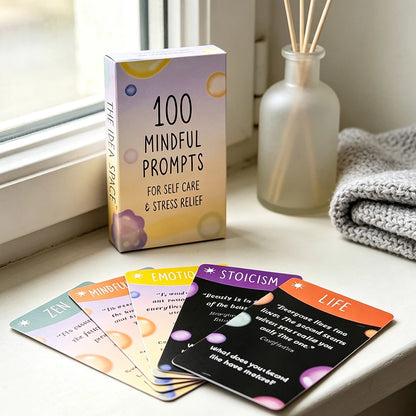 100 Mindful Prompts Cards Self Care Stress Relief Affirmation Cards Mindfulness Meditation Therapy Cards for Relaxation Daily