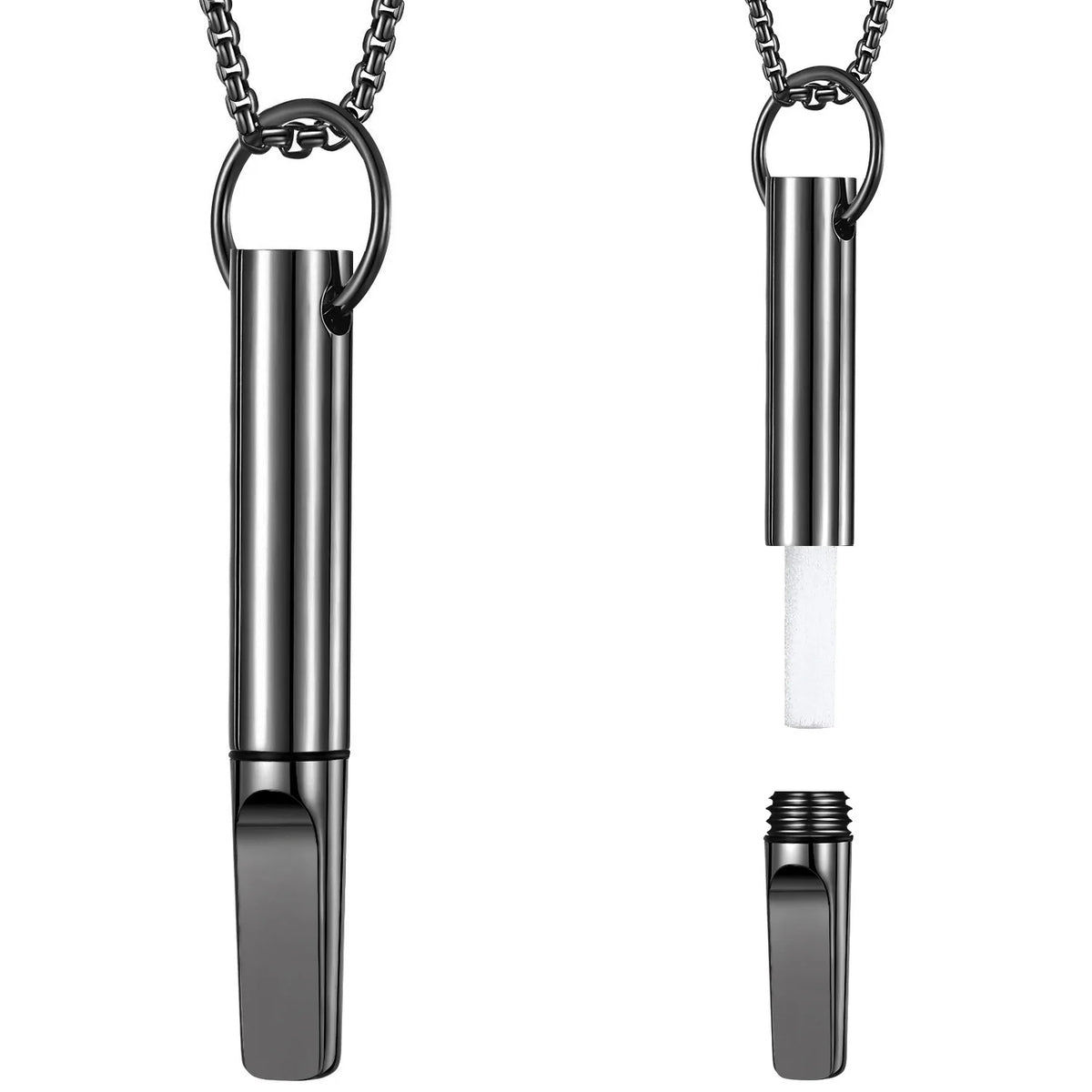 Stainless Steel Meditation Mindfulness Pendant for Regulating Breathe Relieving Anxiety Necklace Quit Smoking with Filter Cotton