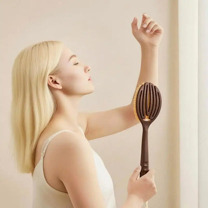 Bath Shower Brush Bathing Brush Dry Skin Body Soft Natural Bristle Massager Care Tool Soft Natural Bristle PE Handle