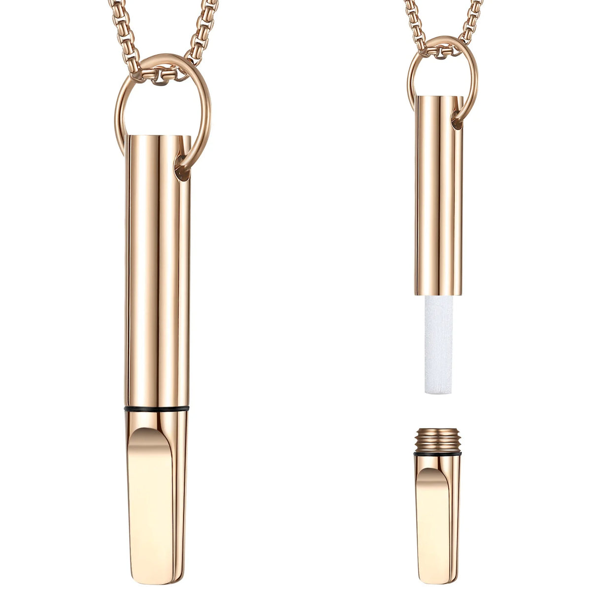 Stainless Steel Meditation Mindfulness Pendant for Regulating Breathe Relieving Anxiety Necklace Quit Smoking with Filter Cotton