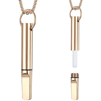 Stainless Steel Meditation Mindfulness Pendant for Regulating Breathe Relieving Anxiety Necklace Quit Smoking with Filter Cotton
