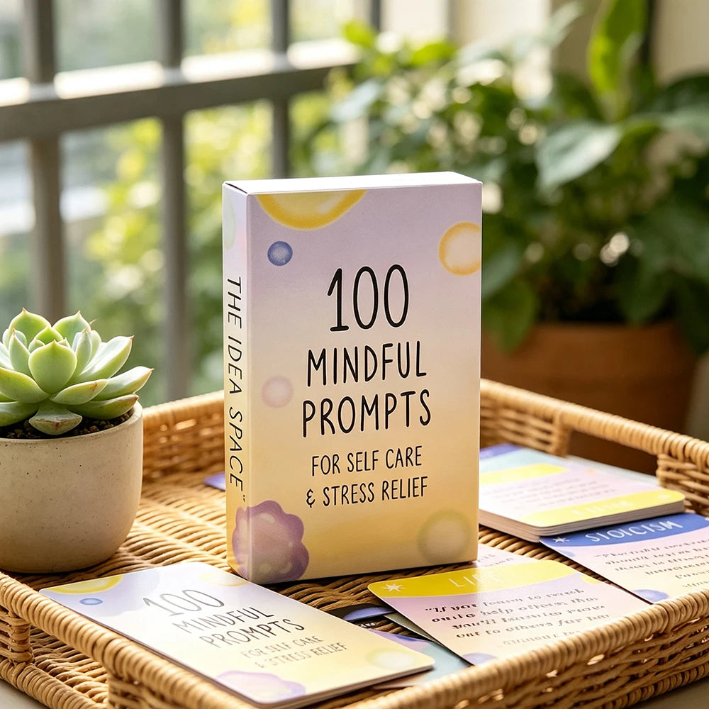 100 Mindful Prompts Cards Self Care Stress Relief Affirmation Cards Mindfulness Meditation Therapy Cards for Relaxation Daily