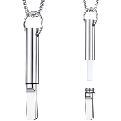 Stainless Steel Meditation Mindfulness Pendant for Regulating Breathe Relieving Anxiety Necklace Quit Smoking with Filter Cotton