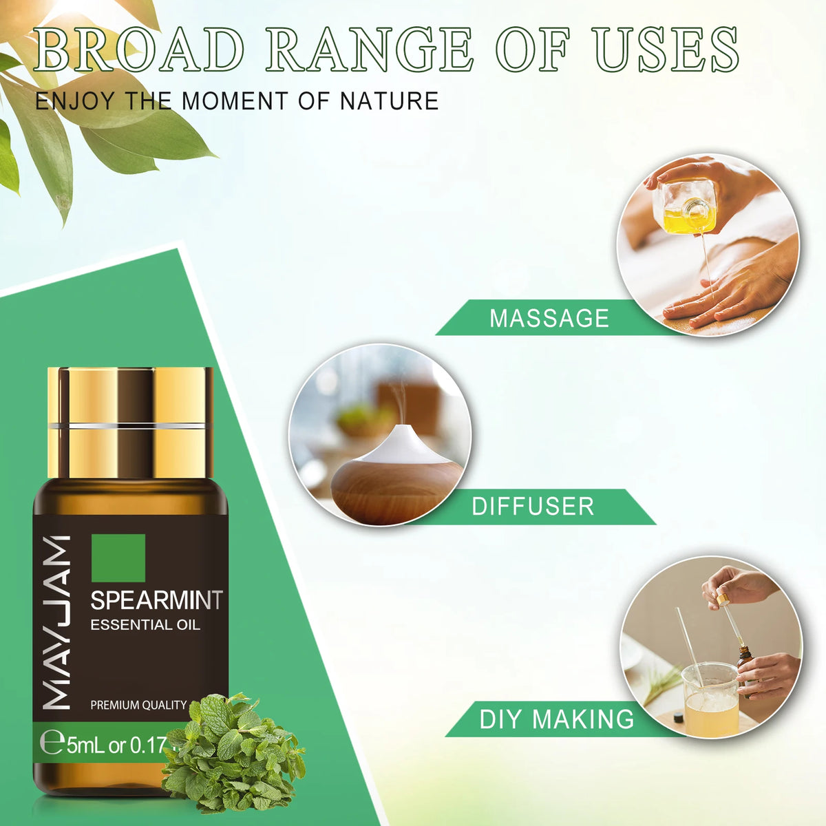 MAYJAM 20PCS Essential Oils Gift Set Aromatherapy Essential Oils Oregano Neroli Helichrysum Spearmint Lemon Eucalyptus Turmeric