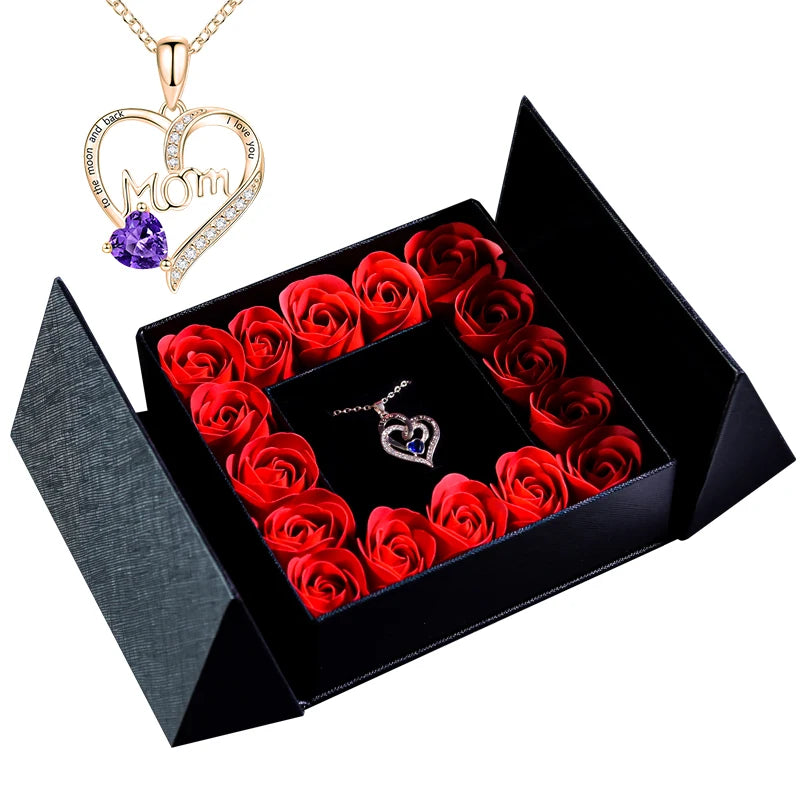 Gifts for Women Jewelry Pendant Necklace /w Soap Eternal Rose Gift Box Mother's Day Necklace Jewelry Wedding Anniversary Gifts