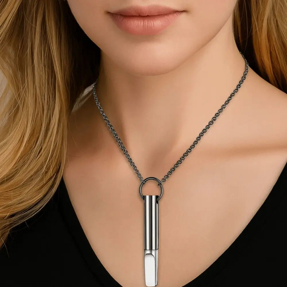 Mindfulness Training Whistle Necklace Metal With Cotton Core Relaxation Necklace Portable Yoga Necklace Necklace Men and Women