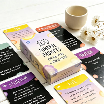 100 Mindful Prompts Cards Self Care Stress Relief Affirmation Cards Mindfulness Meditation Therapy Cards for Relaxation Daily