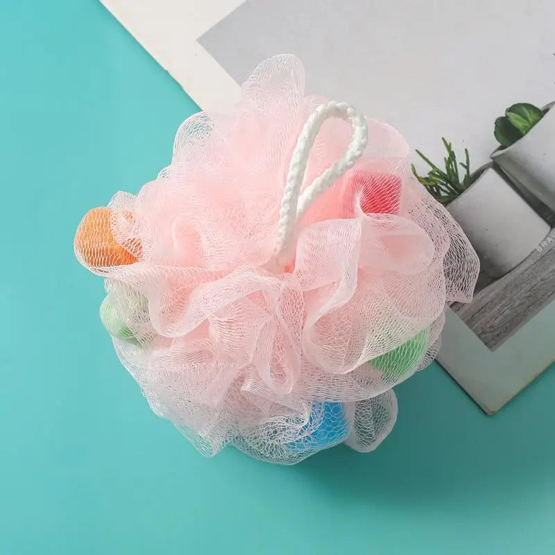Bath Ball with Bath Flower 1Pcs Large Color Blocking PE Scrubbing Bubble Net for Gentle Body Cleaning