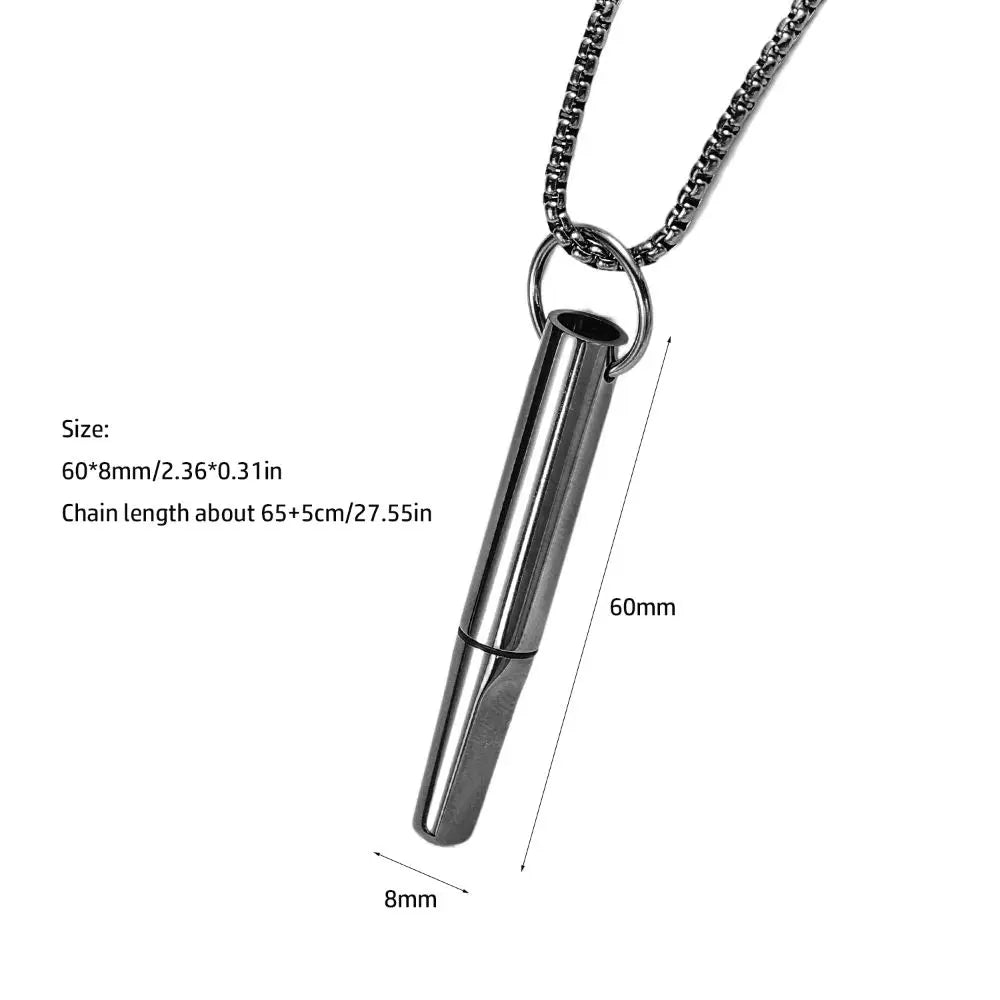 Mindfulness Training Whistle Necklace Metal With Cotton Core Relaxation Necklace Portable Yoga Necklace Necklace Men and Women