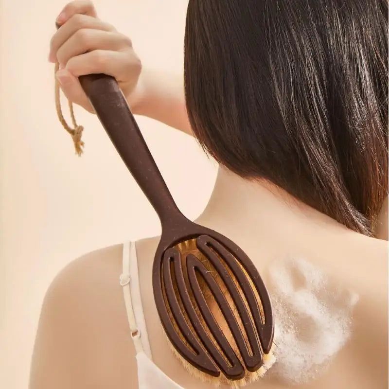 Bath Shower Brush Bathing Brush Dry Skin Body Soft Natural Bristle Massager Care Tool Soft Natural Bristle PE Handle