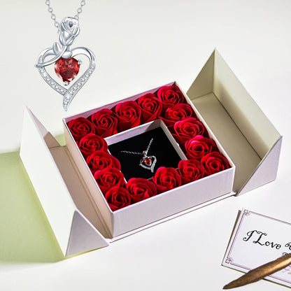 Gifts for Women Jewelry Pendant Necklace /w Soap Eternal Rose Gift Box Mother's Day Necklace Jewelry Wedding Anniversary Gifts