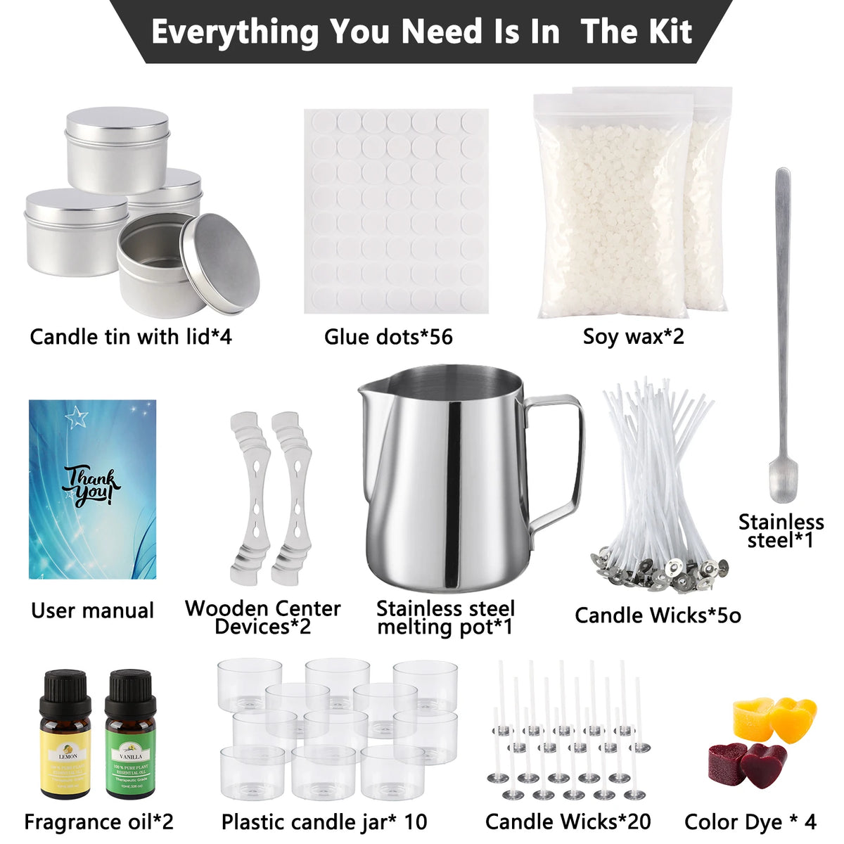 Simple DIY Candle-Making Set, Easy to Make, with Essential Oil for Aromatherapy, High-Quality Soy Wax, Handcrafted