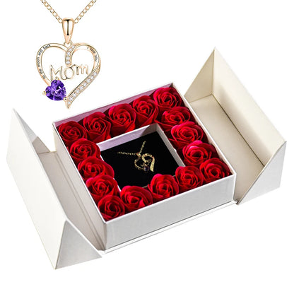 Gifts for Women Jewelry Pendant Necklace /w Soap Eternal Rose Gift Box Mother's Day Necklace Jewelry Wedding Anniversary Gifts