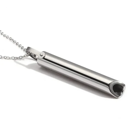 Breathing Whistle Necklace Portable Mindfulness Breath Training Pendant Metal Stress Relief Neck Jewelry for Daily Relax Use