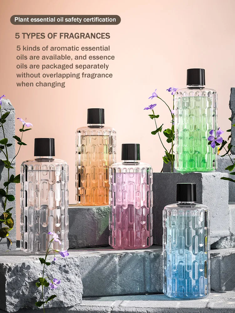 Automatic aromatherapy diffuser for eliminating odors, suitable for household use, with essential oil for air freshening.