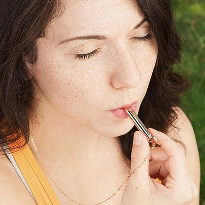 Breathing Whistle Necklace Portable Mindfulness Breath Training Pendant Metal Stress Relief Neck Jewelry for Daily Relax Use