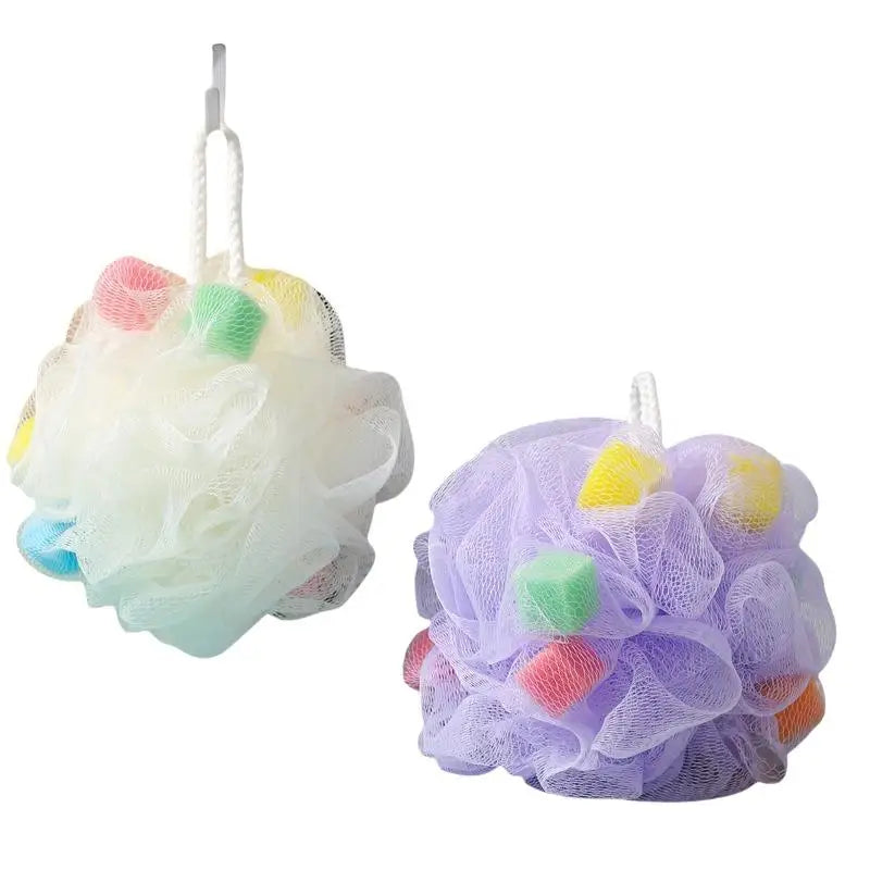 Bath Ball with Bath Flower 1Pcs Large Color Blocking PE Scrubbing Bubble Net for Gentle Body Cleaning