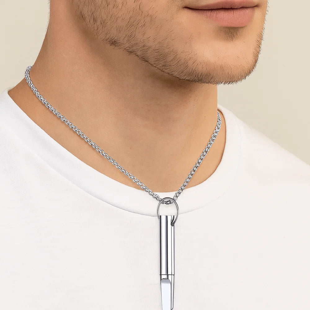Mindfulness Training Whistle Necklace Metal With Cotton Core Relaxation Necklace Portable Yoga Necklace Necklace Men and Women