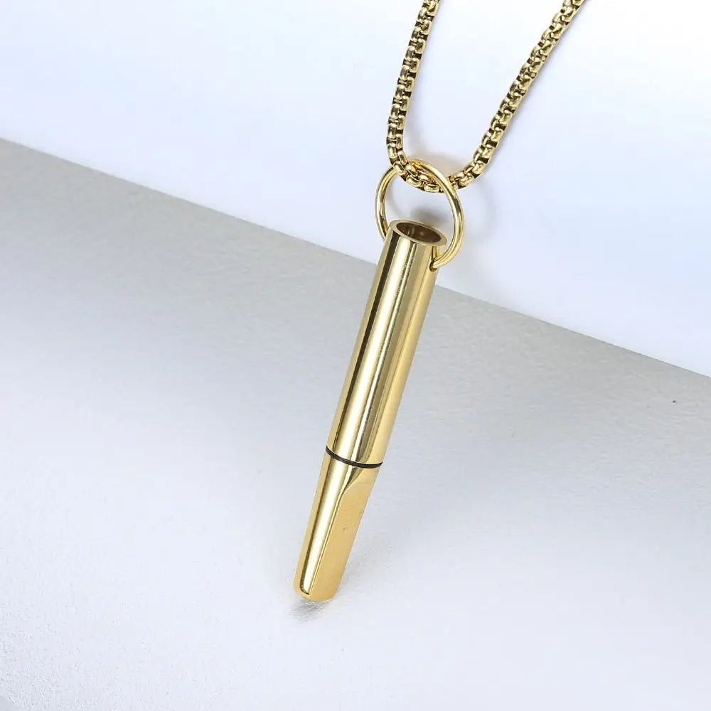 Mindfulness Training Whistle Necklace Metal With Cotton Core Relaxation Necklace Portable Yoga Necklace Necklace Men and Women