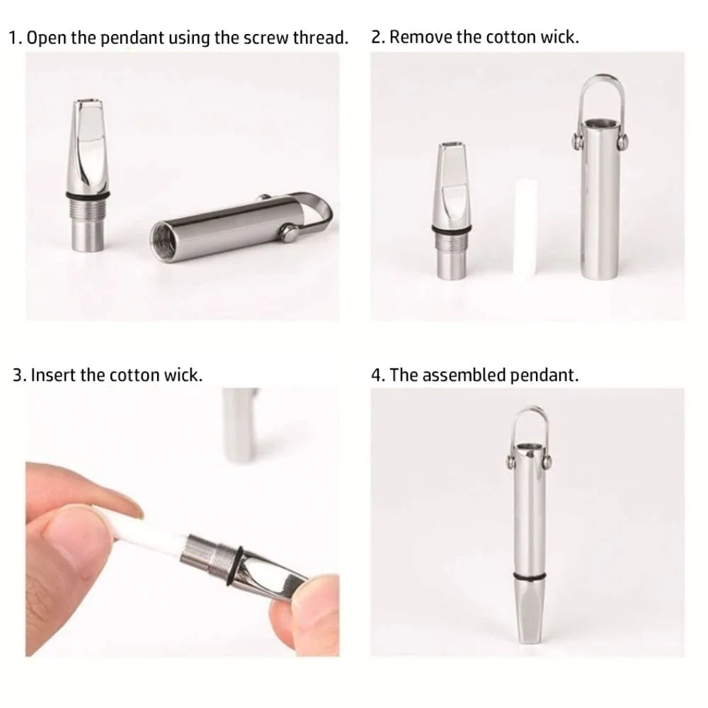 Mindfulness Training Whistle Necklace Metal With Cotton Core Relaxation Necklace Portable Yoga Necklace Necklace Men and Women
