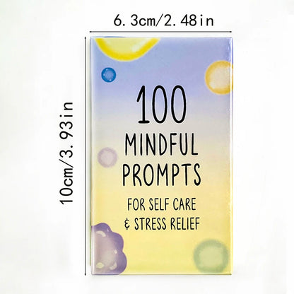 100 Mindful Prompts Cards Self Care Stress Relief Affirmation Cards Mindfulness Meditation Therapy Cards for Relaxation Daily