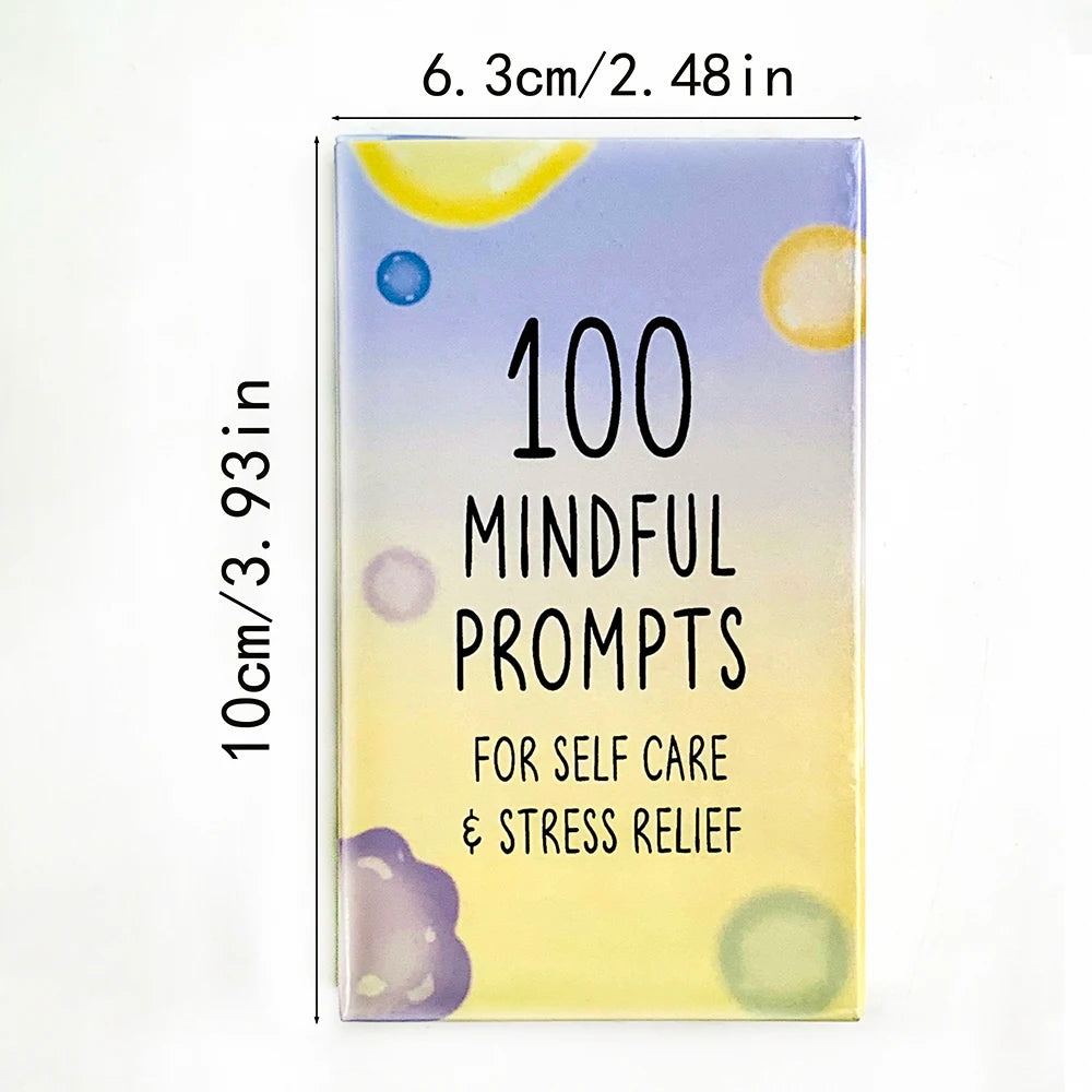 100 Mindful Prompts Cards Self Care Stress Relief Affirmation Cards Mindfulness Meditation Therapy Cards for Relaxation Daily