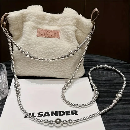 Holiday party gifts for friends and family, long silver bead hanging rope, phone case, bag, pendant