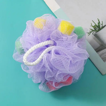 Bath Ball with Bath Flower 1Pcs Large Color Blocking PE Scrubbing Bubble Net for Gentle Body Cleaning