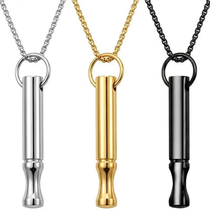Mindfulness Breathing Necklace Meditation Pendants Stainless Steel Smoking Cessation Aid Anti Anxiety and Stress Relief Whistle