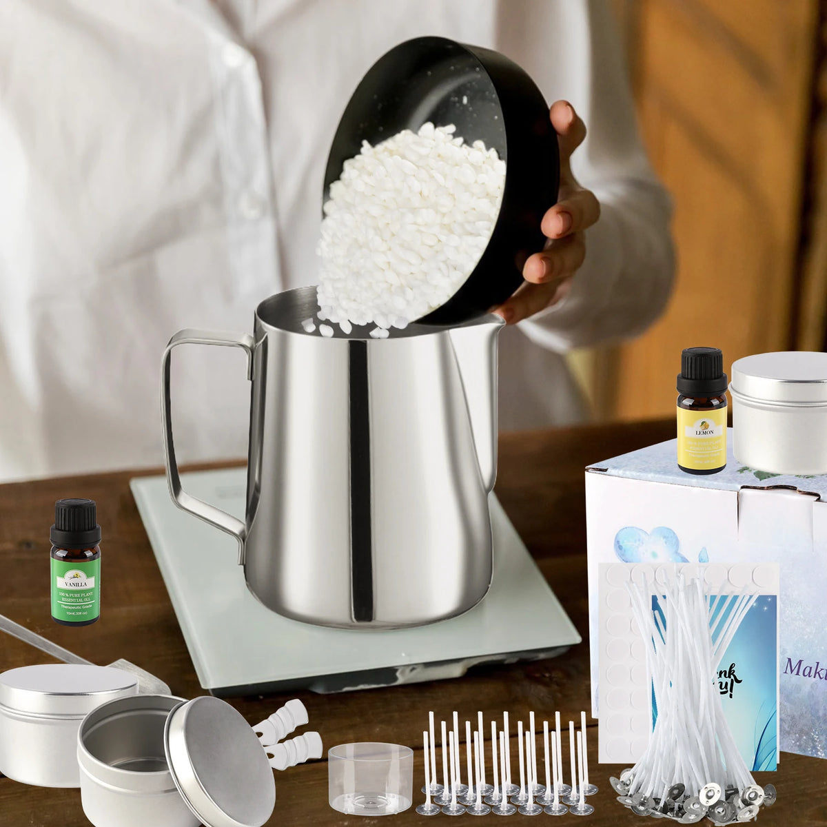 Simple DIY Candle-Making Set, Easy to Make, with Essential Oil for Aromatherapy, High-Quality Soy Wax, Handcrafted