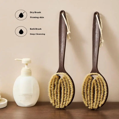 Bath Shower Brush Bathing Brush Dry Skin Body Soft Natural Bristle Massager Care Tool Soft Natural Bristle PE Handle
