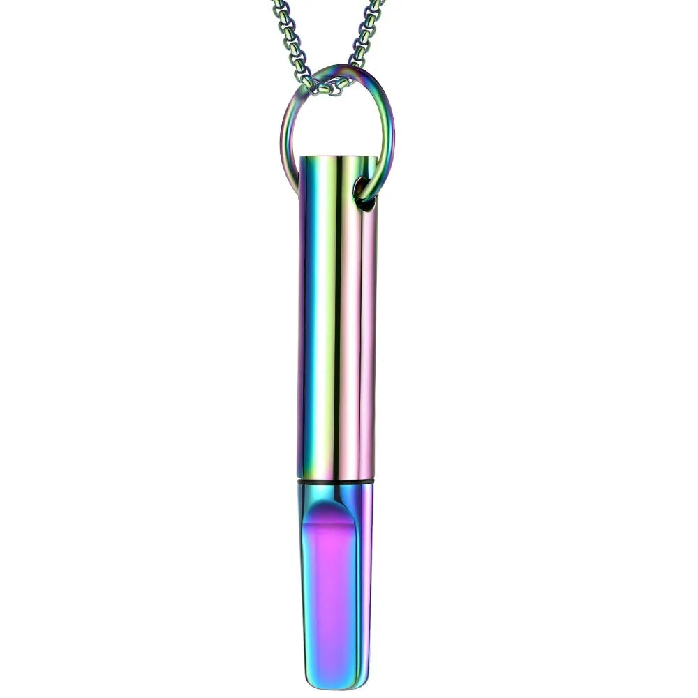 Mindfulness Training Whistle Necklace Metal With Cotton Core Relaxation Necklace Portable Yoga Necklace Necklace Men and Women