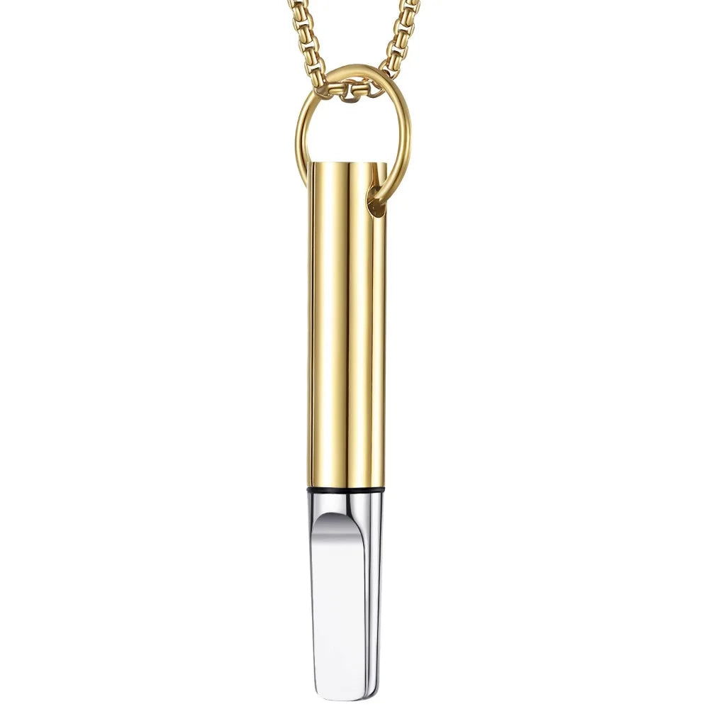 Mindfulness Training Whistle Necklace Metal With Cotton Core Relaxation Necklace Portable Yoga Necklace Necklace Men and Women