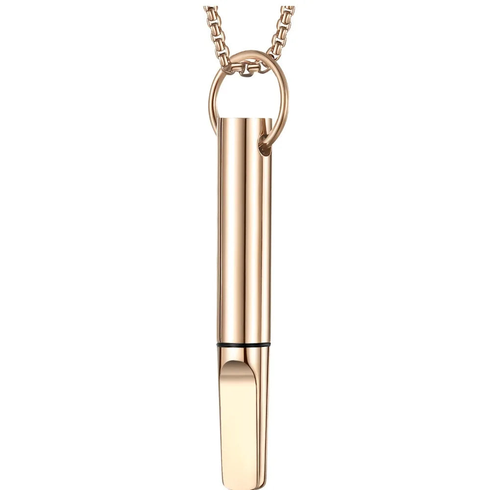 Mindfulness Training Whistle Necklace Metal With Cotton Core Relaxation Necklace Portable Yoga Necklace Necklace Men and Women