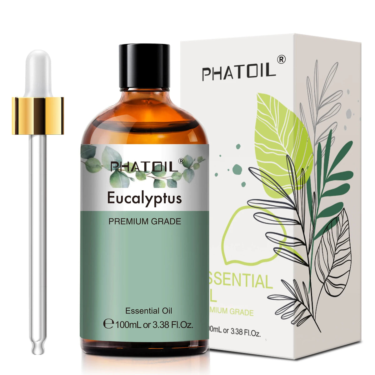 PHATOIL 100ml Eucalyptus Essential Oil For Skin Lavender Vanilla Jasmine Lemon Bergamot Aroma Oil for Aromatherapy Candle Making