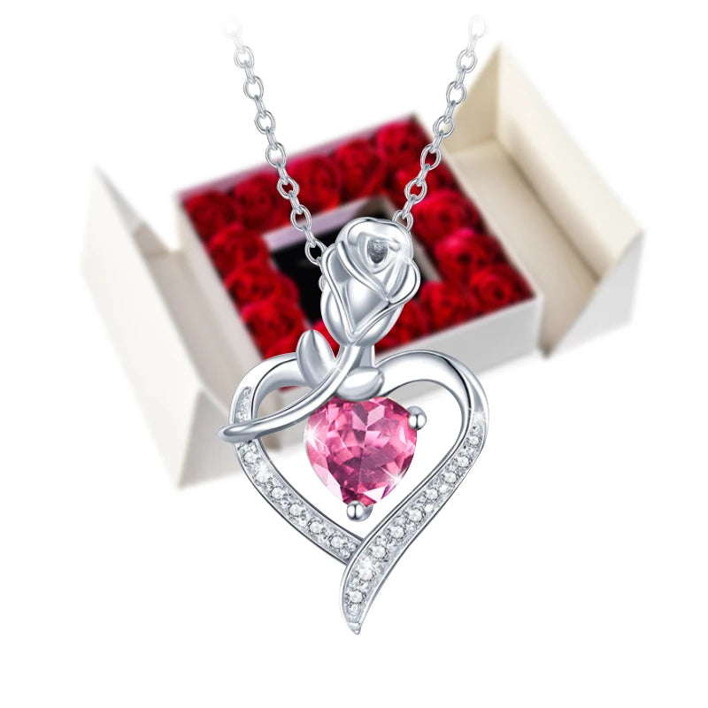 Gifts for Women Jewelry Pendant Necklace /w Soap Eternal Rose Gift Box Mother's Day Necklace Jewelry Wedding Anniversary Gifts