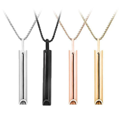 Breathing Whistle Necklace Portable Mindfulness Breath Training Pendant Metal Stress Relief Neck Jewelry for Daily Relax Use