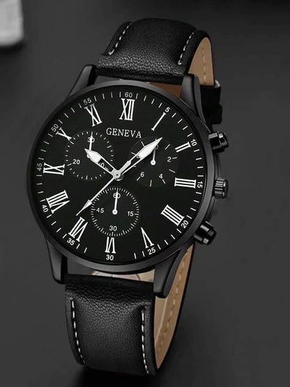 Men's gift box set, including a watch, accessories and a wallet. Suitable as a holiday gift or for daily use and versatile