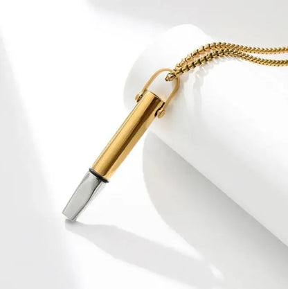 Stainless Steel Meditation Mindfulness Pendant for Regulating Breathe Relieving Anxiety Necklace Quit Smoking with Filter Cotton