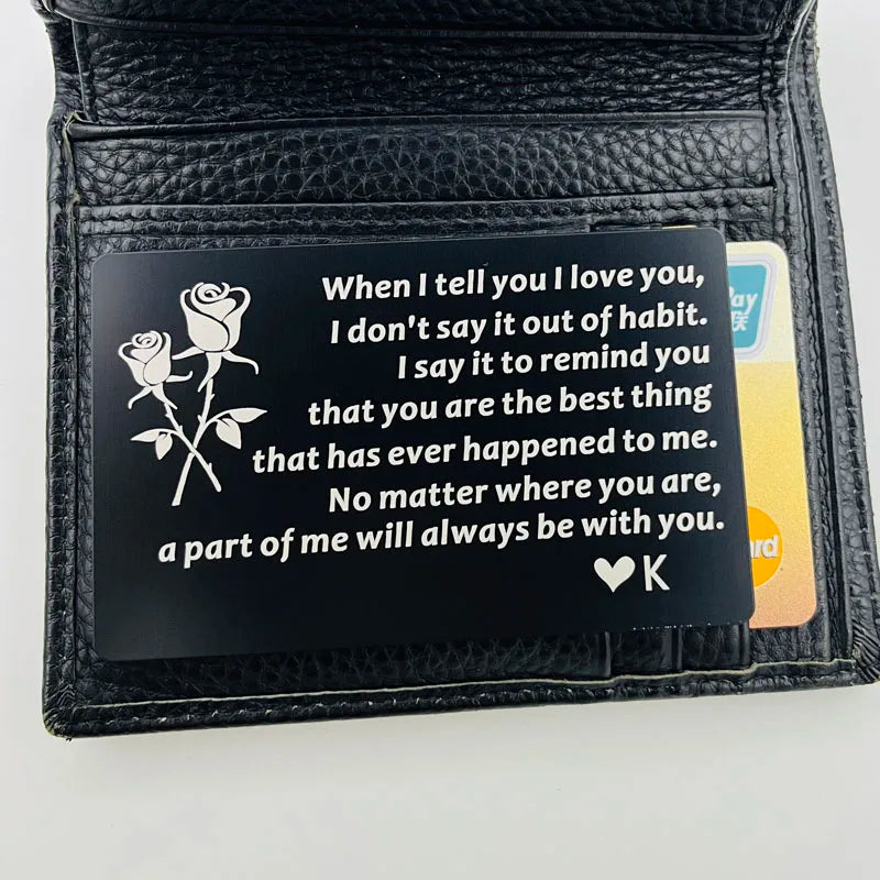 Christmas Gifts for Men  Engraved Wallet Insert Gifts for Boyfriend Husband Anniversary Deployment Gifts, Long Distance Gifts